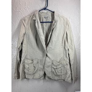J Jill Silk Linen Jacket Women One Button Lightweight Shirt Coat Small Petite SP